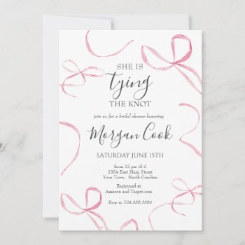 Pink Bow Bridal Shower Invitation Tying The Knot by MakinMemoriesonPaper at Zazzle