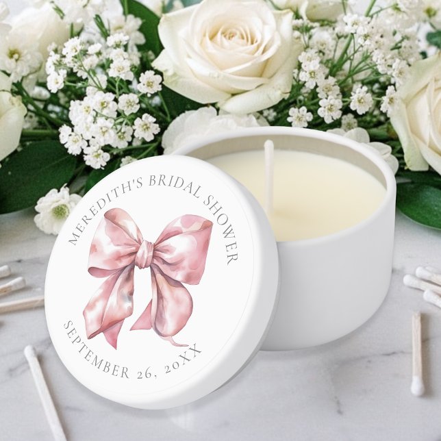 Pink Bow Bridal Shower Mini Candle Favors (Pink Bow Bridal Shower Mini Candle Favors)