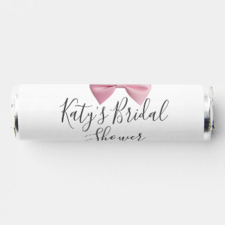 Pink bow bridal shower name date pastel stylish te breath savers® mints