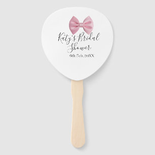 Pink bow bridal shower name date pastel stylish te hand fan