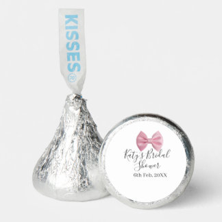 Pink bow bridal shower name date pastel stylish te hershey®'s kisses®