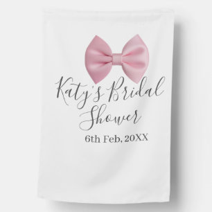 Pink bow bridal shower name date pastel stylish te house flag
