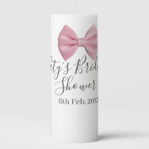 Pink bow bridal shower name date pastel stylish te