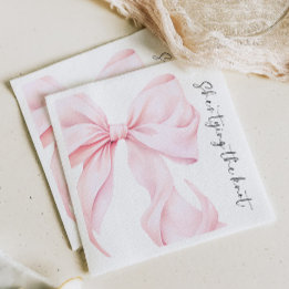 Pink Bow Bridal Shower Paper Napkin
