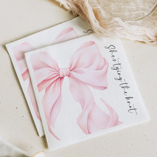 Pink Bow Bridal Shower Paper Napkin (Creator Uploaded)