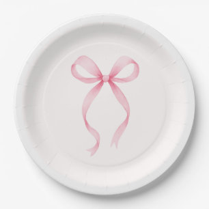 Pink Bow Bridal Shower Paper Plates
