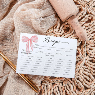Pink Bow Bridal Shower Recipe Card