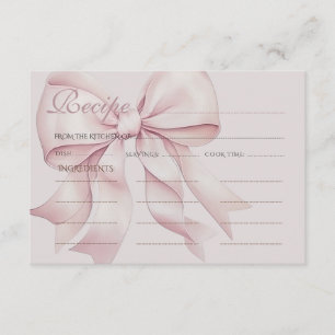 Pink Bow Bridal Shower Recipe Enclosure Card