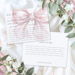 Pink Bow Bridal Shower Recipe Enclosure Card