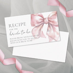 Pink Bow Bridal Shower Recipe Enclosure Card