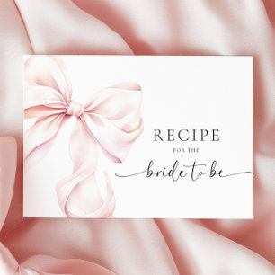 Pink Bow Bridal Shower Recipe Enclosure Card