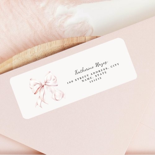 Pink Bow Bridal Shower Return Address Label