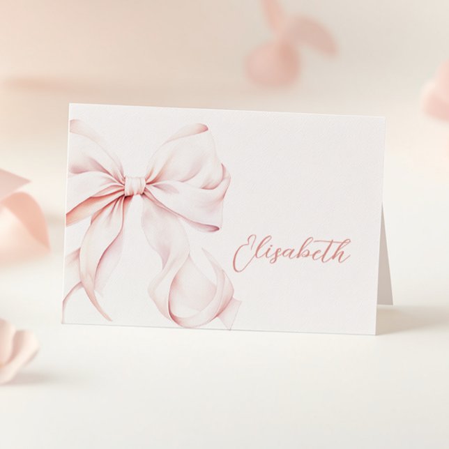 Pink Bow Bridal Shower Table Name Card  (Creator Uploaded)
