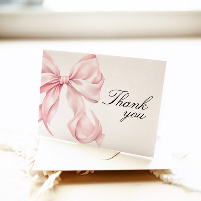 Pink Bow Bridal Shower Thank You Card (Creator Uploaded)