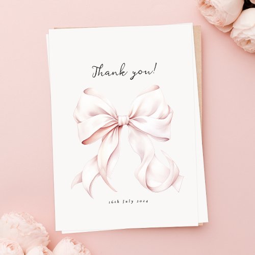 Pink Bow Bridal Shower Thank You Card