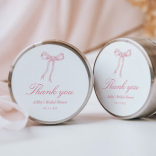 Pink Bow Bridal Shower Thank You Favor Classic Round Sticker