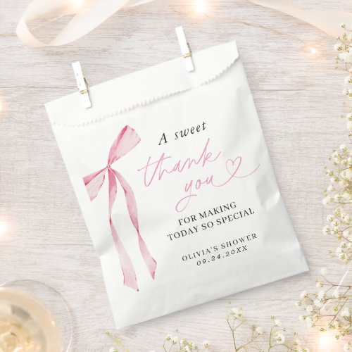 Pink Bow Bridal Shower Thank You Favors Favor Bag