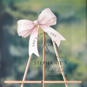 Pink Bow Bridal Shower welcome Acrylic Sign