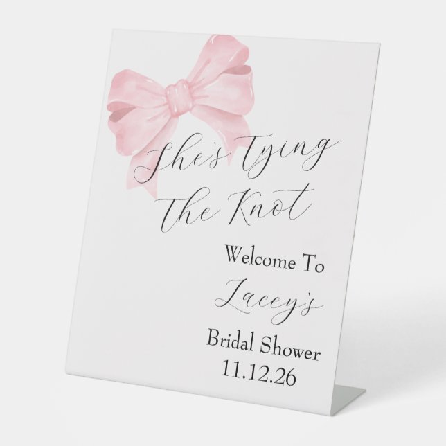Pink Bow Bridal Shower Welcome Sign (Front)