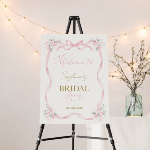 Pink Bow Bridal Shower Welcome sign