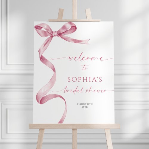 Pink Bow Bridal Shower Welcome Sign