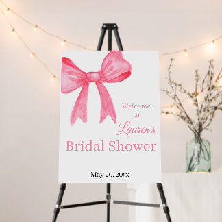 Pink Bow Bridal Shower Welcome Sign