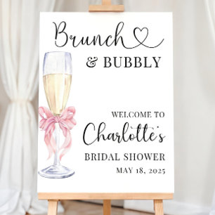 Pink Bow Bridal Shower Welcome Sign Foam Board 