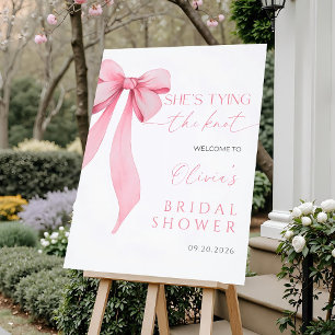 Pink Bow Bridal Shower Welcome Sign Template Pink