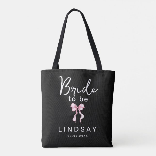 Pink Bow BRIDE TO BE Bachelorette Party  Tote Bag (Back)