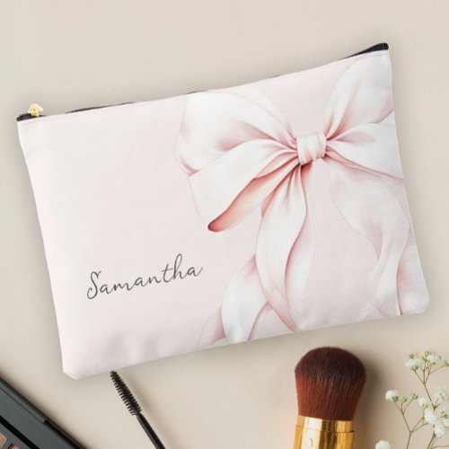 Pink Bow Bridesmaid Gift Accessory Pouch