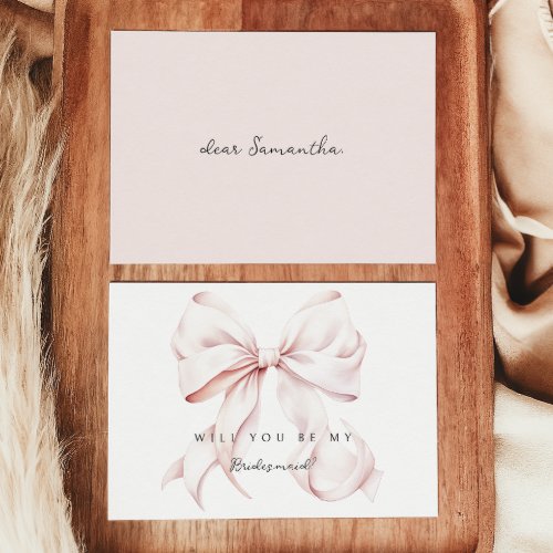 Pink Bow Bridesmaid Proposal Card