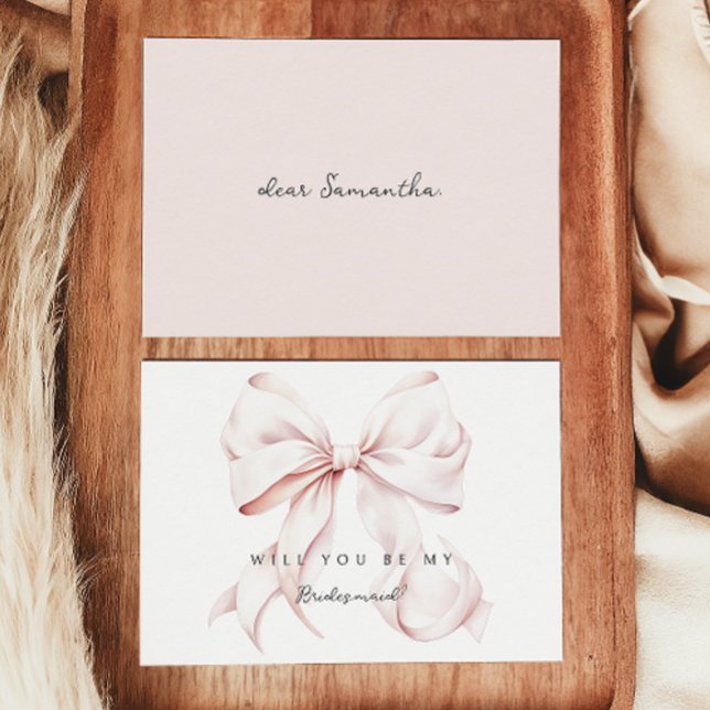 Pink Bow Bridesmaid Proposal Card (Creator Uploaded)