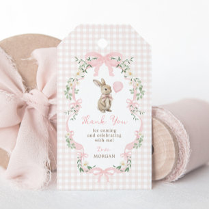 Pink Bow Bunny Rabbit Balloon Birthday Thank You Gift Tags
