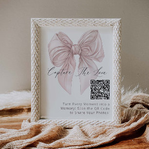 Pink Bow Capture The Love Hashtag Poster