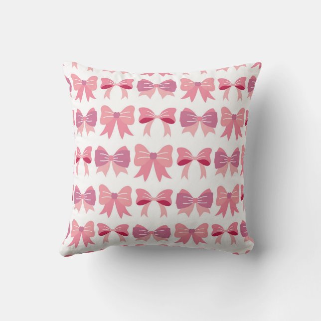 Pink Bow Charm Throw Pillow (Back)