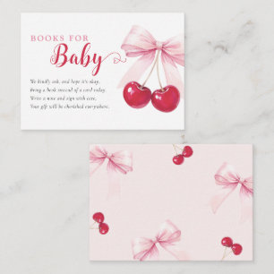 Pink Bow Cherries Books for Baby Card