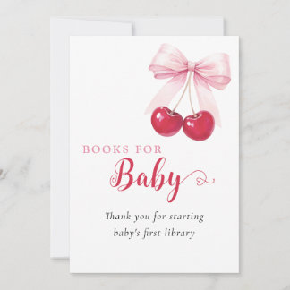 Pink Bow Cherries Books for Baby Card