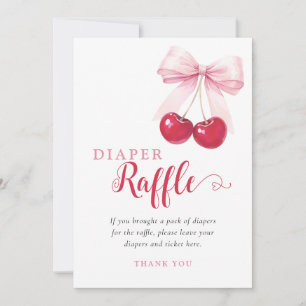 Pink Bow Cherries Diaper Raffle Card
