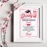 Pink Bow Cherries Graduation Shirley Drink Bar Poster<br><div class="desc">Shirley she can't be graduating! A bar sign for your Shirley Temple bar at your daughter's graduation party, with a coquette theme. Add instructions on how to make the drink. The acrylic sign features illustrations of a drink, a graduation cap with a pretty pink bow, and a pair of cherries...</div>
