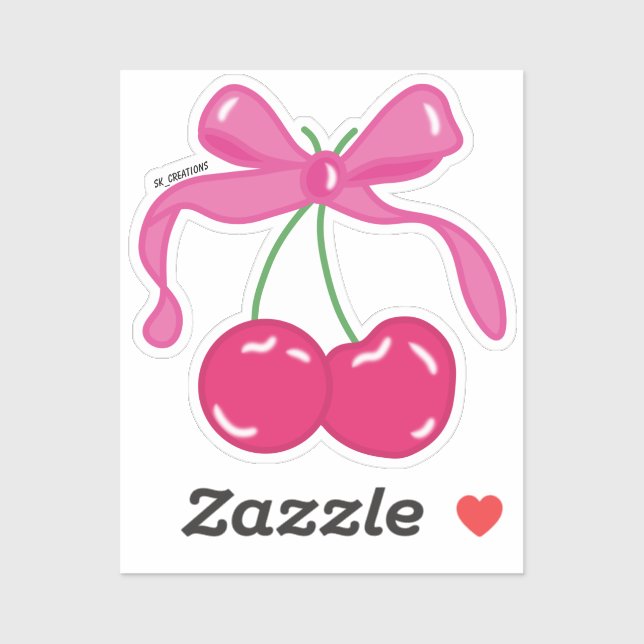 Pink Bow Cherries  Sticker (Sheet)