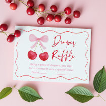 Pink Bow Cherry Baby Shower Diaper Raffle Enclosure Card