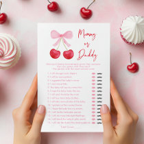 Pink Bow Cherry Mommy or Daddy Shower Game