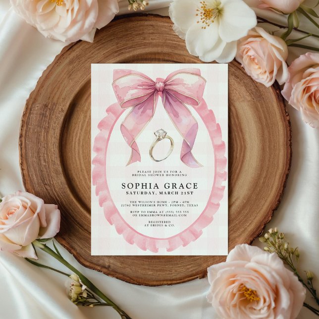 Pink Bow Chic Coquette Bridal Shower Invitation (Creator Uploaded)