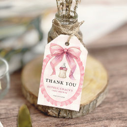 Pink Bow Chic Coquette Girl Baby Shower Gift Tags