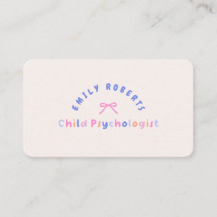 Pink Bow, Child Psychologist  Business Card