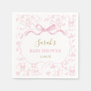 Pink Bow Chinoiserie Baby Shower Girl Napkins