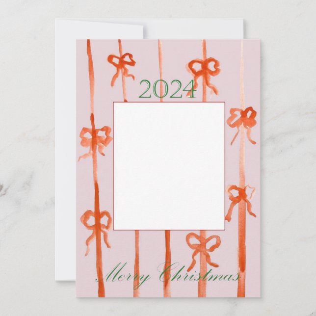 Pink Bow Christmas Card (Front)