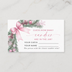 Pink Bow Christmas How Many Candies Game Card