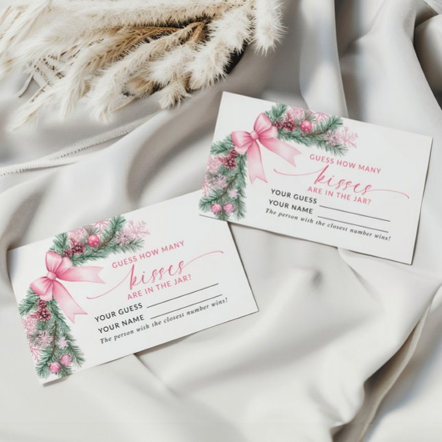 Pink Bow Christmas How Many Kisses Game Card (Creator Uploaded)