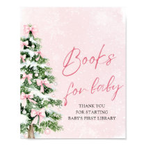 Pink Bow Christmas Tree Baby Shower Books for Baby Poster